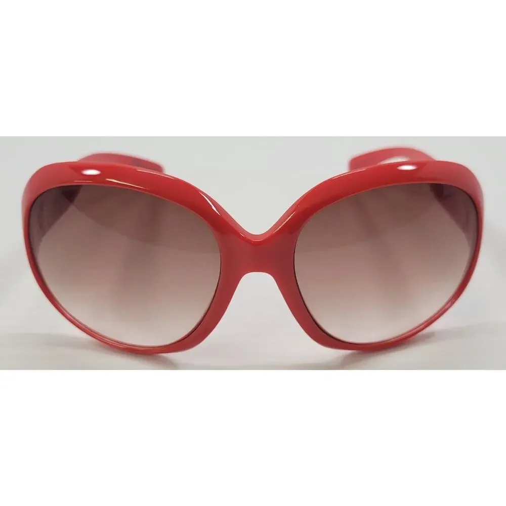R) Women Oversized Red Circle Plastic Sunglasses